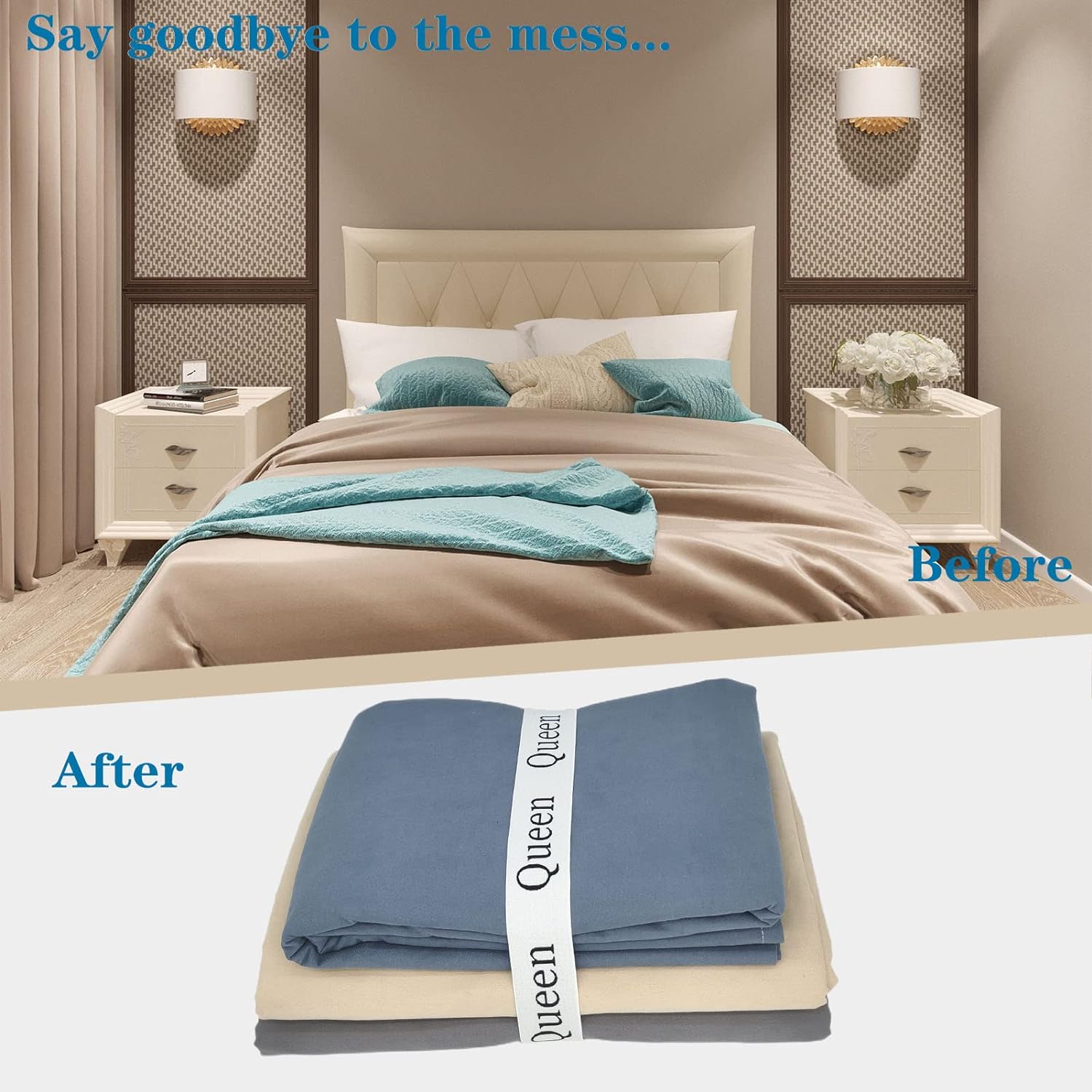 8 Pieces Bed Sheet Organizer Bands, Sheet Organizers and Storage Label Bands, Sheet Label for Bedding, Sheets Organizer for Closet,Sheet Keepers Linen Labels Bedding Bands