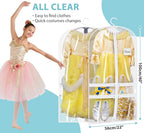 SLEEPING LAMB 6 Packs Clear Garment Bags for Dancers With 4 Pockets, 40" Kids Costume Bag for Travel and Dance Competition, Hanging Clothes Storage for Dress, Uniform, White