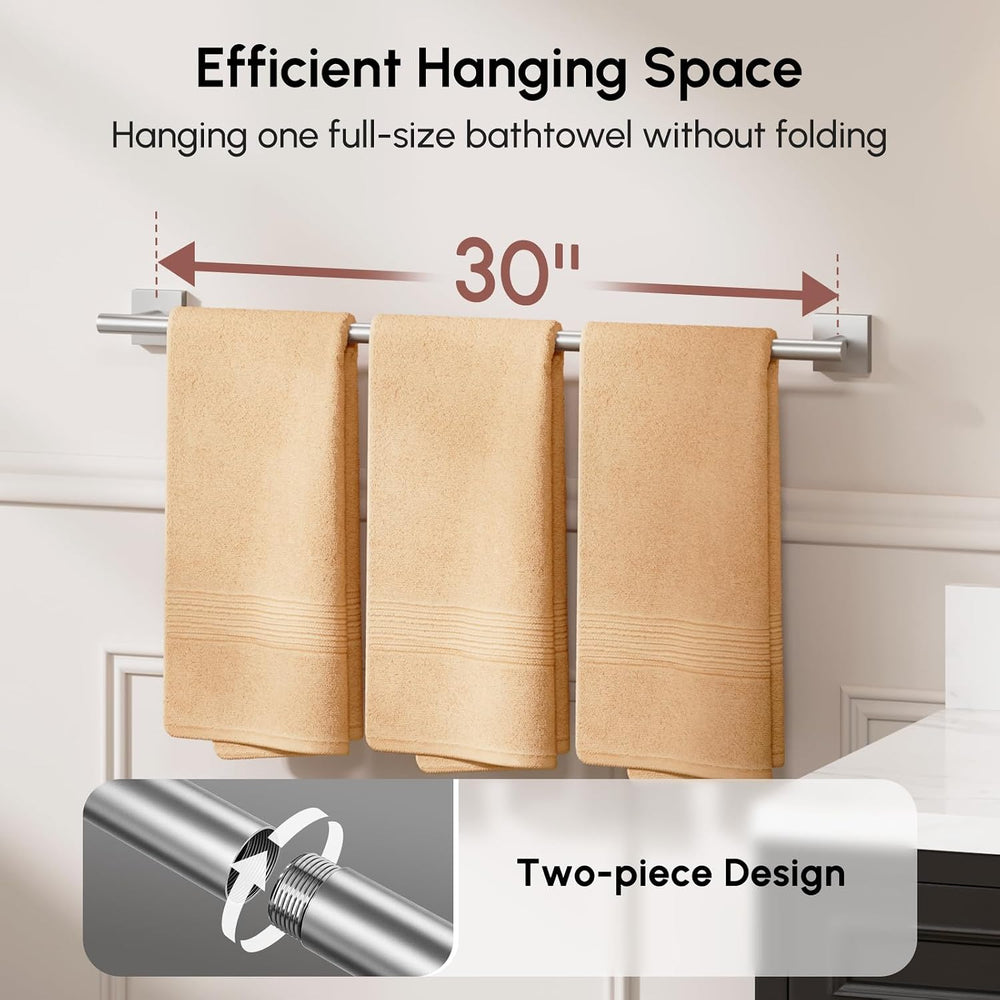 USHOWER Brushed Nickel Bath Towel Bar, 30 Inch Towel Racks for Bathroom
