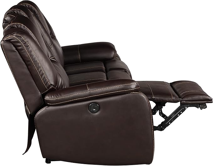 Faux Leather Recliner Sofa Furniture Set for Living Room, Recliner Chair, Manual Loveseat, 3 Seat Recliniing Sofa Couch Set for Meeting Room,Brown