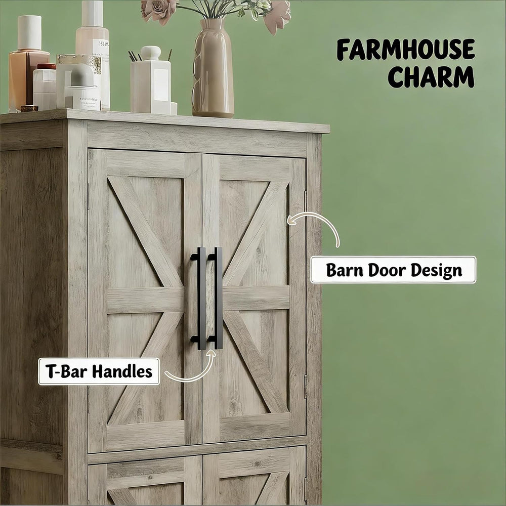 Kitchen Pantry Cabinet, 43.3” Wood Pantry Storage Cabinet with 4 Doors and 2 ...
