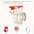 Dahey Headband Holder Organizer Metal 2-Tier Hair Hoop Display Stand Headband Organizer Storage Hair Ropes Accessories Bracelets Bangles Bedroom College Dorm Decor for Girls Women, Gold