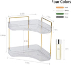 YCIA&DONE Corner Bathroom Counter Organizer, Makeup Organizer for Vanity, Skincare Cosmetic Perfume Tray, Corner Countertop Shelf Rack Storage for Bathroom Kitchen 2 Tiers (Clear White)