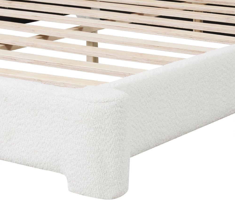 LUMISOL Queen Size Bed Frame, Boucle Upholstered Platform Bed Frame with Head...
