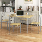 Giantex 47-inches Dining Table Set for 4, Rectangular Kitchen Table with 4 Dining Chairs, Metal Frame, 5-Piece Space-Saving Dinette Set for Small Space, Dinner, Breakfast Nook, Apartment, Natural