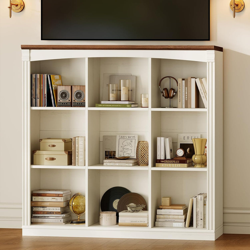 47.2''x47.9'' Wooden 9 Cube Storage Organizer Bookcase, Long ...
