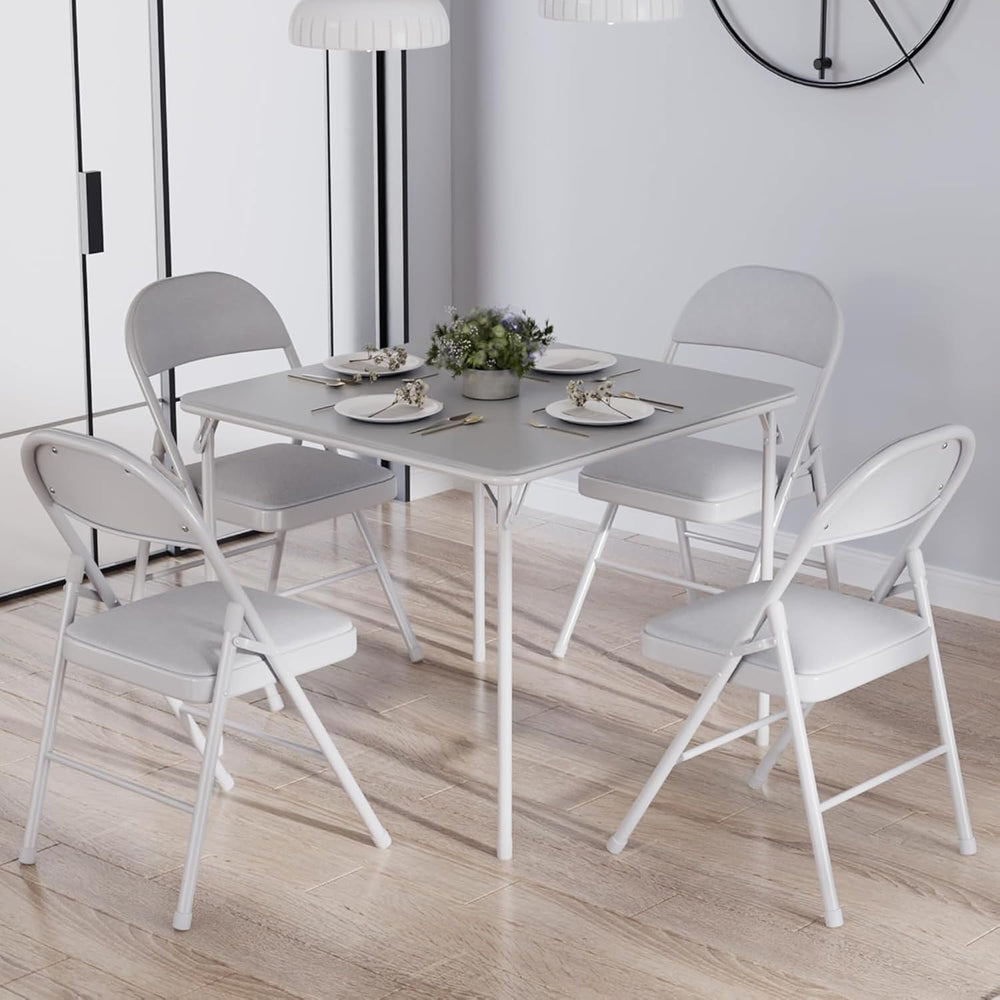 VECELO Portable Folding Card Table Square and Chair Set (5pc) with Collapsibl...