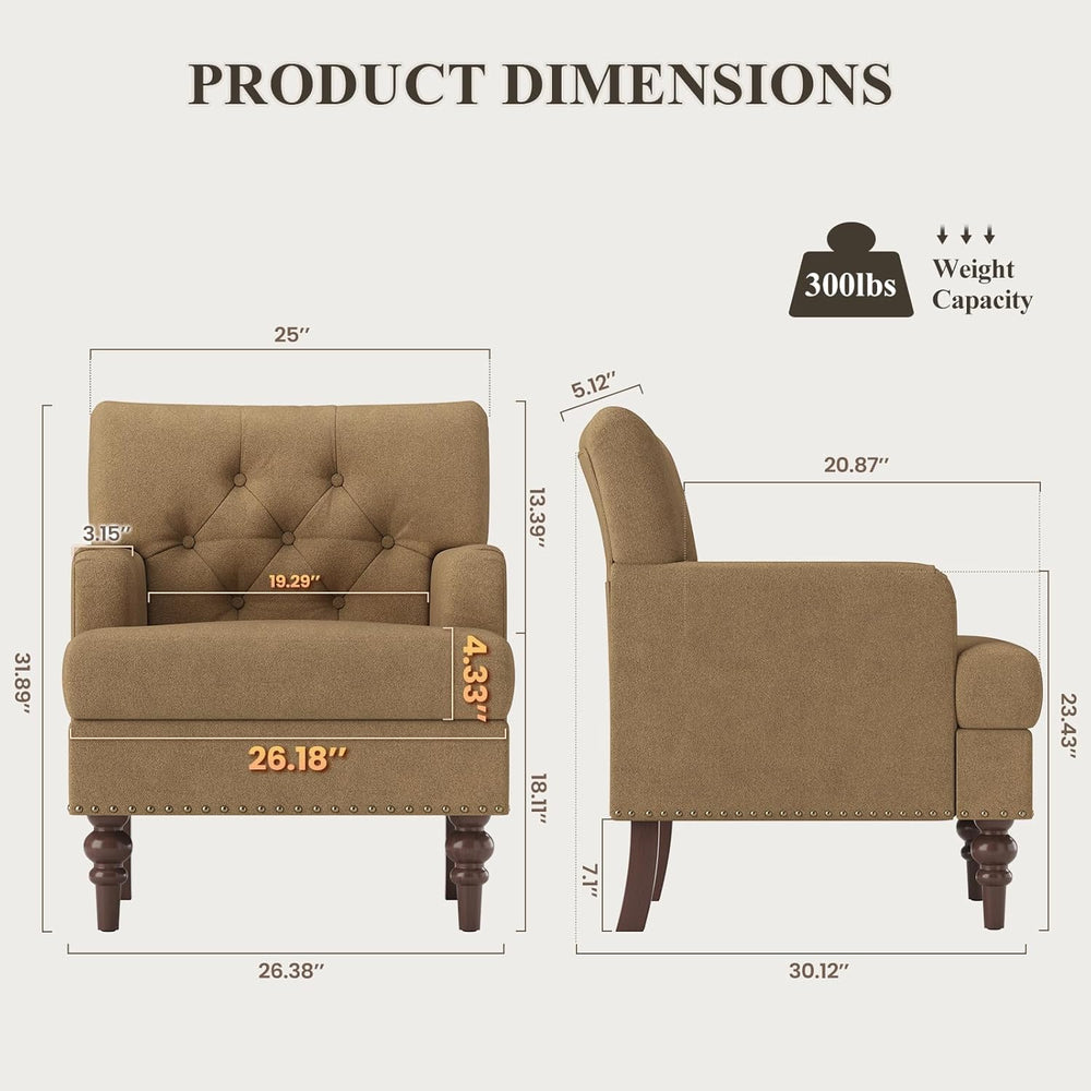 MALOL Upholstered Accent Chair Set of 2, Comfy Reading Chair for Living Room,...