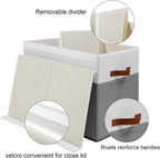 Large Toy Storage Box with Lid, Sturdy Toys Storage Chest Bin Organizer Basket with Dividers for Kids, Boys, Girls, Nursery, Closet, Bedroom, Playroom 25"x13" x16" (Grey and White)