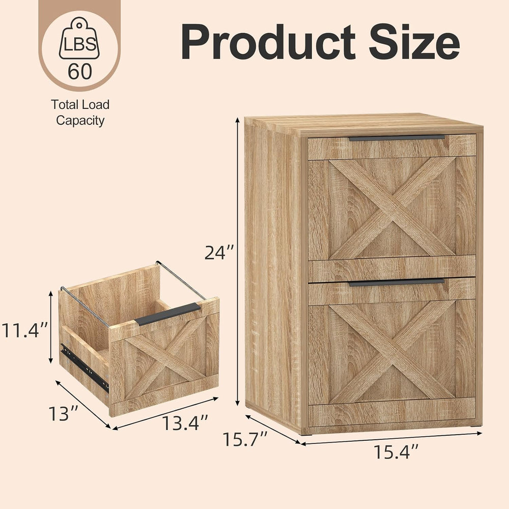 File Cabinet, Wood Filing Cabinet with 2 Drawers for Home Office | Printer St...