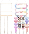 SNOWSTAR Macrame Flat Hair Claw Clip Holder Organizer,Large Capacity Hanging Hair Clip Holder and Storage for Women Girls,Flat Claw Clips Storage Hanger Home Decor for Wall,Door,Closet