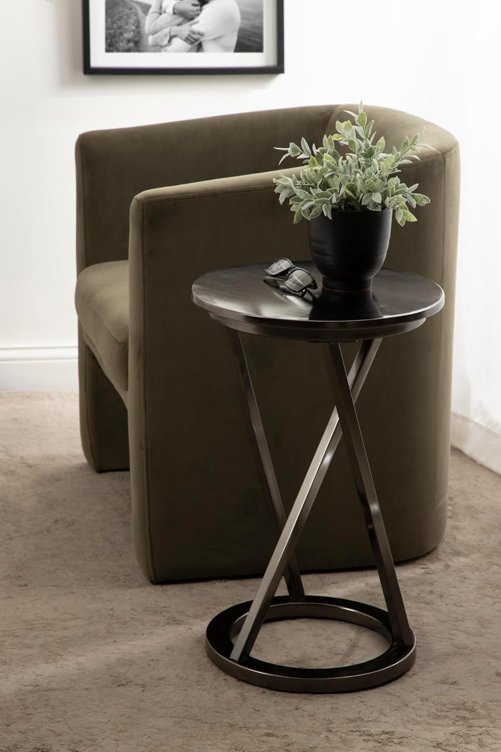 Kate and Laurel Aja Modern Metal Round Side Table; 15 x 15 x 23; Gray Gunmeta...