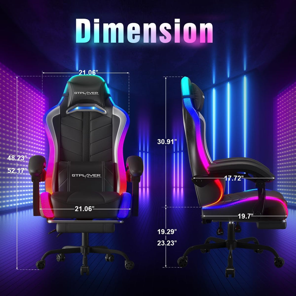 GTPLAYER Gaming Chair, Computer Chair with RGB LED Lights, High Back Ergonomi...