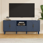 67” Mid-Century Modern TV Stand for 75+ inch TVs, Wood Entertainment Center with Storage Drawer, Long Media Console with Adjustable Shelves, Blue TV Cabinet for Living Room, Bedroom