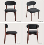 Wooden Dining Chair Set of 3, Modern Dining Chairs with with Curved Back, Fabric Upholstered Kitchen Dining Room Chairs with Adjustable Legs for Farmhouse Dining Living Room,Dark Grey