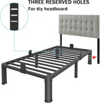 FUIOBYVV 12 Inch Twin XL Bed Frame with Rounded Corner and Headboard Hole Mattress Retainers 3500 LBS Metal Heavy Duty Steel Slats Support No Box Spring Needed Platform Noise Free Easy Assembly