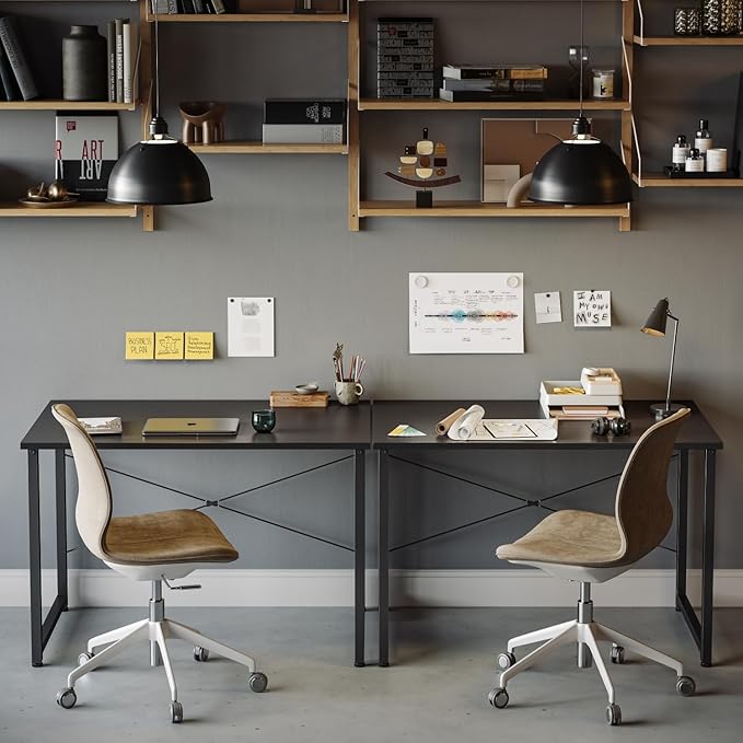 Cubiker Computer Desk, 47 inch Small Home Office Desk for Small Spaces, Modern Simple Style for Home, Office, Dark Black
