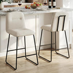 Bar Stools Set of 3, 26" Counter Height Bar Stools with Back, Modern Linen Fabric Upholstered Barstools with Metal Frame & Footrest for Kitchen Island, Home Bar,Beige