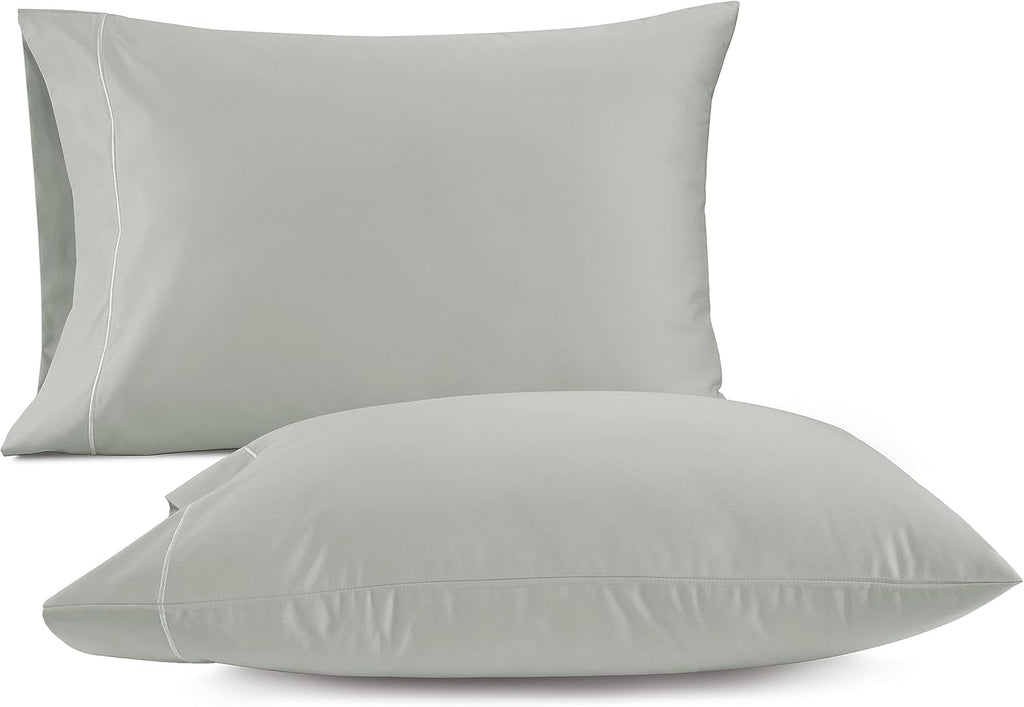 LANE LINEN 100% Egyptian Cotton Pillow Cases Queen Size Set of 2 (20"x30") - 1000 Thread Count Luxury Sateen Cotton Pillowcases Queen Size - Queen Sage Green Pillow Cases Set of 2 - Mineral