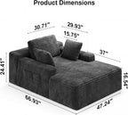 67" Boneless Chair, Chaise Lounge Chair Indoor with 3 Pillows, Gray | No-Assembly Corduroy Chaise Lounge;Oversized boneless chaise lounge with Side Pockets;Pet-Friendly Fuzzy Reading Chair