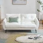 TYBOATLE 61" Loveseat Couches for Living Room, White Faux Leather Couch Mid Century Modern Tufted Mini Sofa Comfy Office 2 Seat Settee Love Seat Small Couches for Small Spaces Bedroom, White