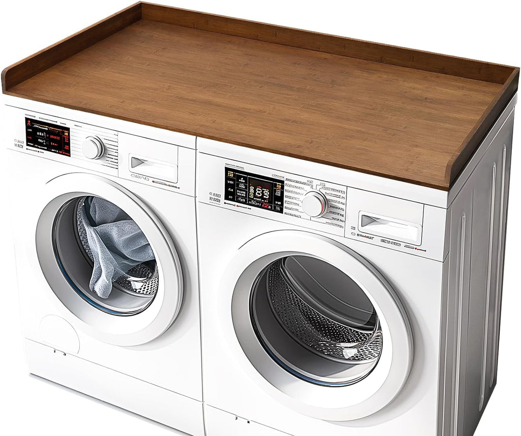 Gashell Washer Dryer Countertop, 27.5" x 58" Bamboo Washer and Dryer Countertop for Laundry Room Organization(Retro Brown)