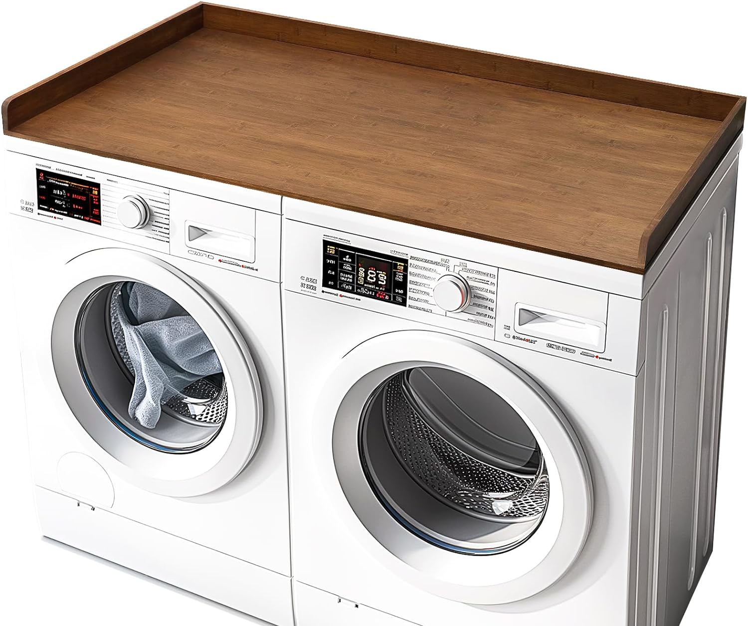Gashell Washer Dryer Countertop, 27.5" x 58" Bamboo Washer and Dryer Countertop for Laundry Room Organization(Retro Brown)