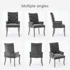 Upholstered Tufted Chenille Dining Chairs with Arms & Nailhead Trim – Solid Wood Frame & Legs, Modern Farmhouse for Dining, Kitchen & Living Room (Set of 6, Gray)