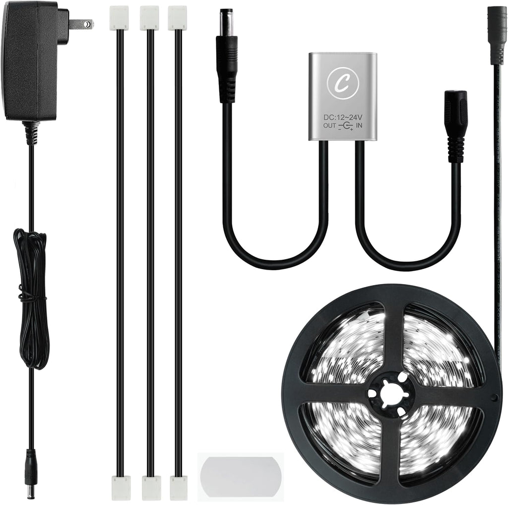 Sensky 19.7FT/6M Cabinet Lighting Kit Flexible LED Strip Lights Kit with Cabinet Sensor Switch,Power Adapter for Gun Safe Cabinet Pantry Wardrobe Lighting (6000K, 6M)