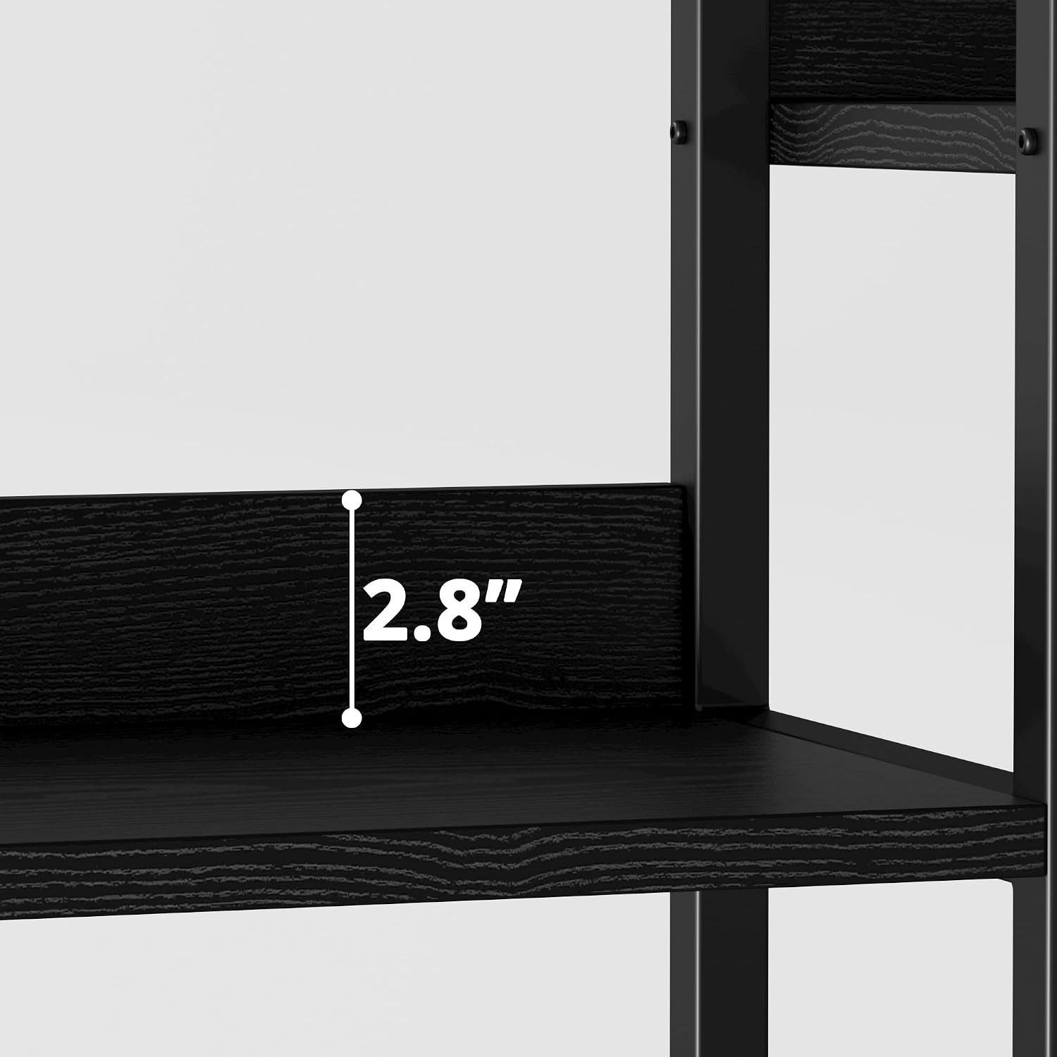 IRONCK Triple Wide 5-Tier Bookshelf with Metal Frame, Vintage Black | Back Panels Prevent Items from Falling, Sturdy Metal Frame Construction, Suitable for Living Room, Home Office