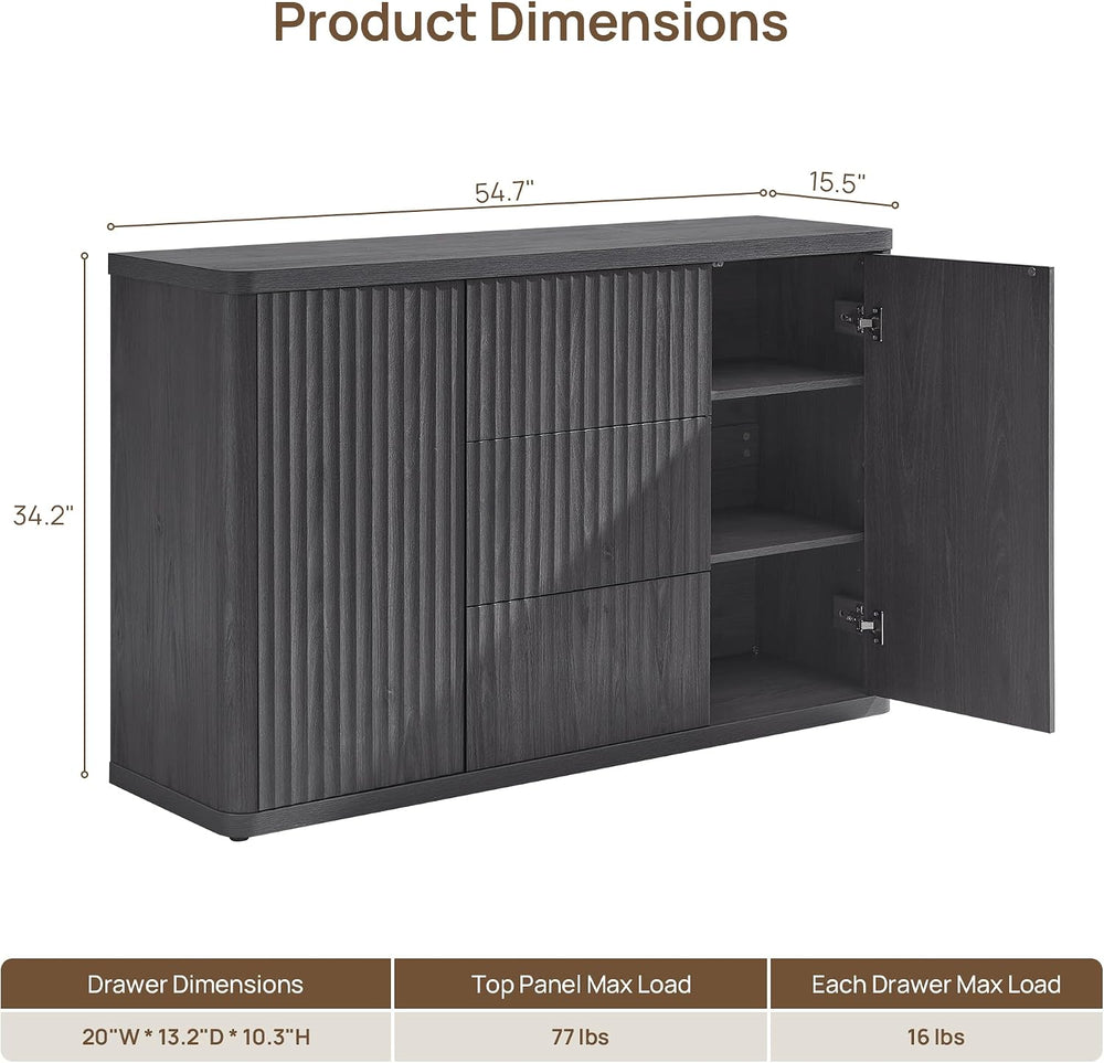 SICOTAS Buffet Cabinet with Storage 54.7" Large Modern Accent Storage Ca...