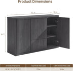 SICOTAS Buffet Cabinet with Storage 54.7" Large Modern Accent Storage Cabinet with Doors and Shelves Wooden Fluted Sideboard Credenza Buffet Table Coffee Bar for Living Room Kitchen Dining Room