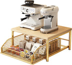 Coffee Pod Drawer Holder,Coffee Machine Storage Rack,Home Kitchen Counter Coffee Bar Organizer,Storage Basket Drawer (Gold)