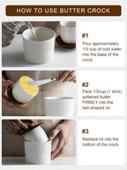 Ceramic Butter Dish With Lid, Butter Crock for Countertop, French Butter Keeper Holder for Spreadable Butter, Cream White