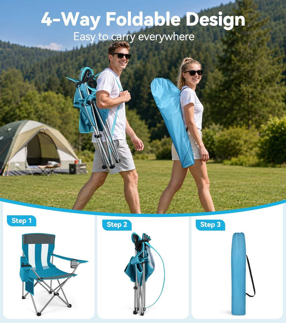 Camping Chair, 2-Pack Lightweight Folding Chair, 300lbs Capacity Outdoor Chai...