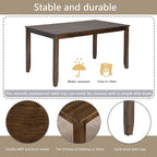 KEIKI 6-Piece Standard Height Dining Table Set with Rectangular Table, 4 Upholstered Slatted Backrset Chair, Bench, for 6 Person, Modern Table Set, Easy Assembly, for Kitchen, Dining Room, Walnut