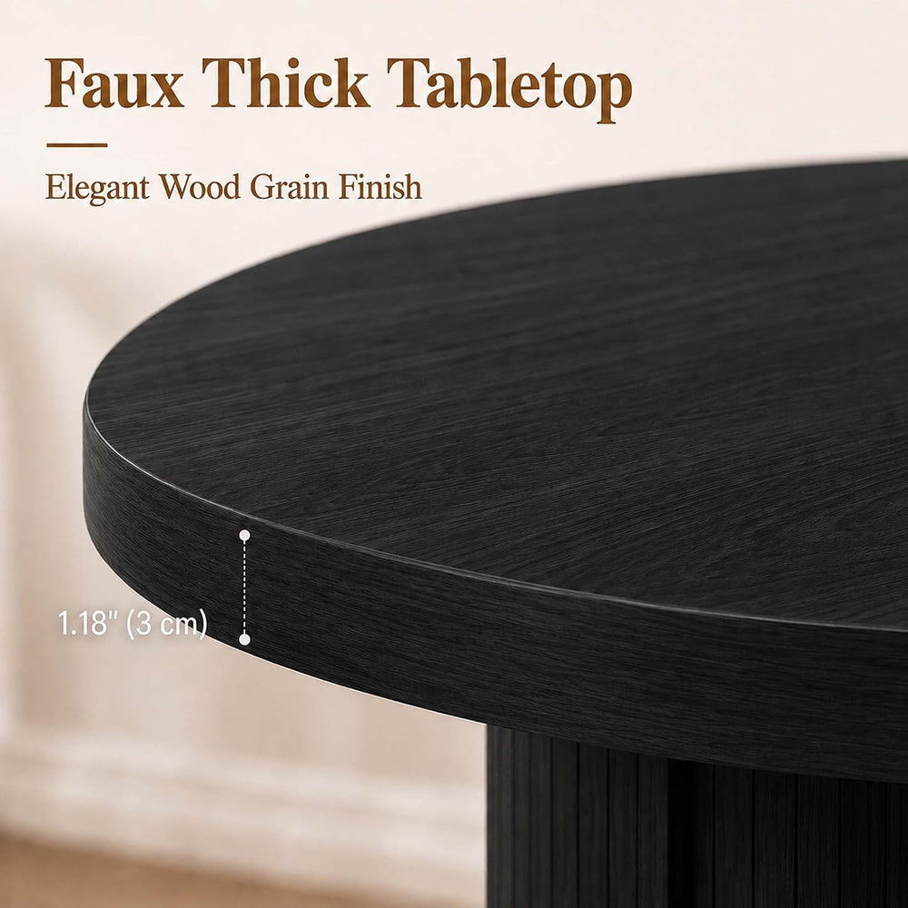 47-63" Extendable Round Dining Table with Storage for 4-6 Person, Fluted...
