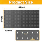 Pegboard Smith Metal Pegboard Panels 12" x 24", 4 Pack Black Wall Mounted Tool Organizer Boards, Heavy Duty Tool Storage Peg Board for Garage, Workbench, Office, Fits 1/4" Peg Hooks