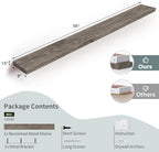 Solid Wood Floating Shelves, 8" Deep Rustic Reclaimed Barnwood Wall Hanging Floating Shelf with Invisible Heavy-Duty Metal Bracket | Wall Mounted | Farmhouse Style | 55 inches,1PC,Grey