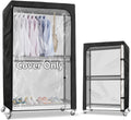 Rileytee Garment Rack Cover,600D Heavy Duty Waterproof Clothing Rack Cover,Clothes Rack Cover with Zipper for Metal Garment Rack（Clear Front,46"W x 18"D x 80"H,Cover Only)