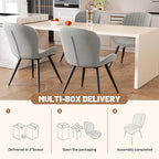 Nalupatio Dining Chairs Set of 4, Modern Dining Room Chairs Comfy Backrest Thick Upholstered Kitchen Chairs 19IN Height with Metal Legs Grey