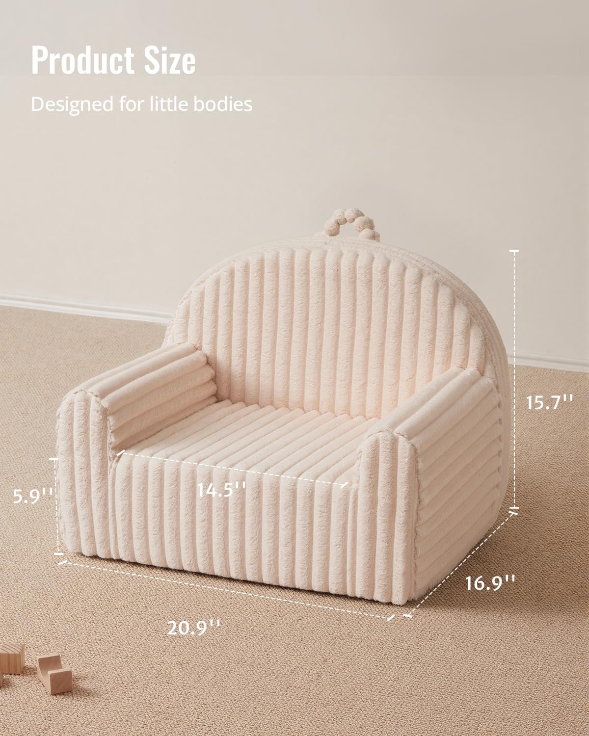 Blissful Diary Kids Chair, Soft Kids Armchair, Comfortable Kids Couch Sofa for Reading Playing, Kids Furniture for Boys and Girls Gift,Cream White