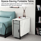 Foldable Space Saving Dining Table Extendable, Folding Dining Table with Storage and Wheels 2-Layers, Versatile Drop Leaf Table Modern for Living Room, Kitchen, RV Campers (Grey)