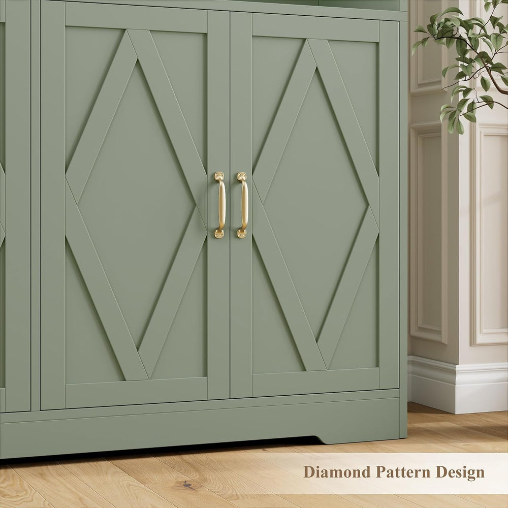 HOSTACK 55" W Pantry Cabinet, 71" Tall Kitchen Hutch Storage Cabine...