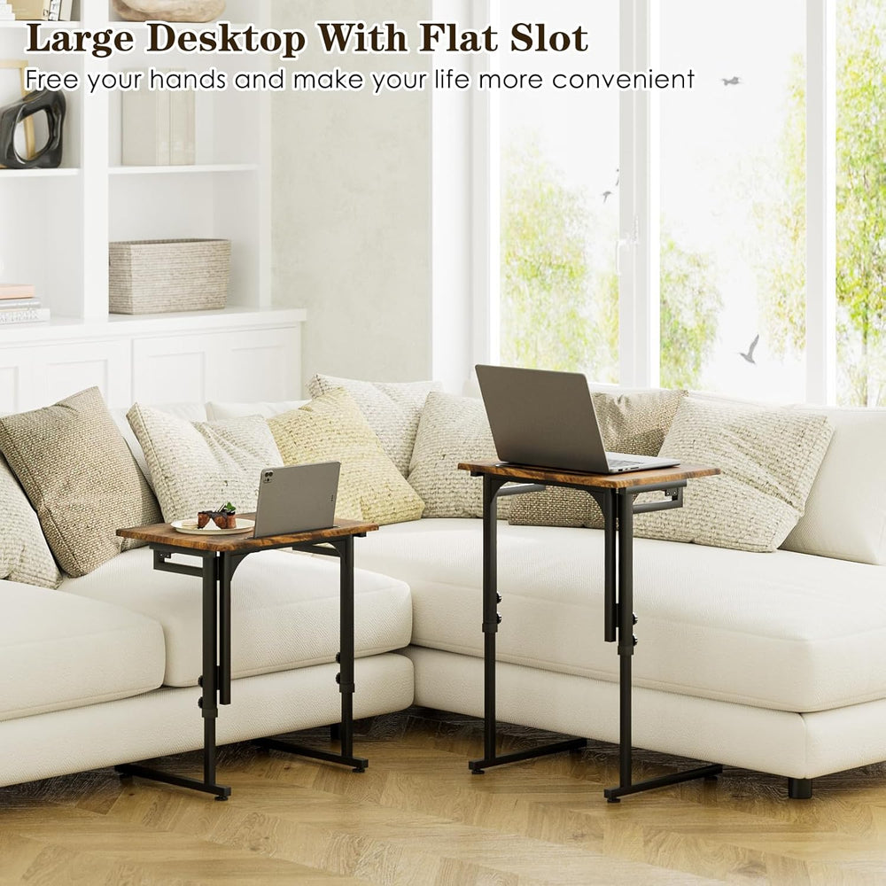 Adjustable Folding TV Tray Table,TV Dinner Small Foldable C-Shaped End Table ...