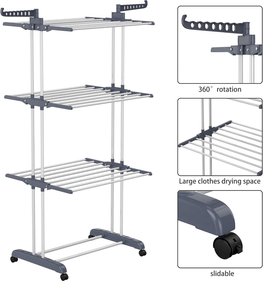 HOMIDEC Clothes Drying Rack, Oversized 4-Tier(67.7" High) Foldable Stain...