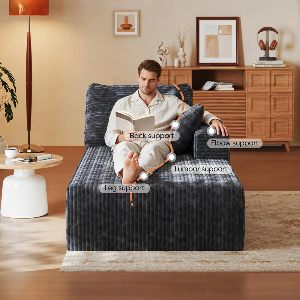 35" Sofa Bed, Boneless Cloud Couch, Rectangular Couch for Living Room, O...