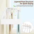 32” Foldable Clothes Drying Rack Wall Mounted - Laundry Drying Rack Collapsible with 4 Steel Poles - Wall Mounted Laundry Room Organization and Storage for Kitchen, Bathroom, Indoor-Outdoor Use