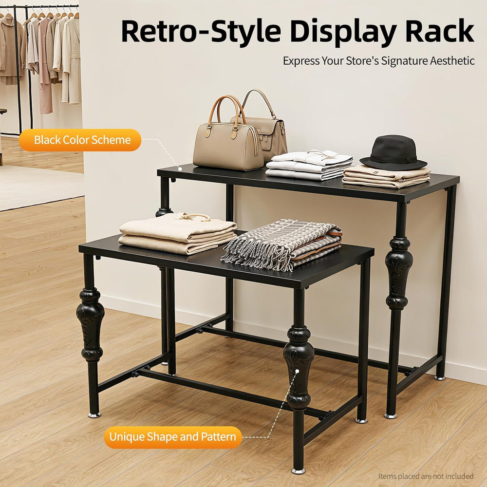 Retail Display Tables,2-Piece Set Modern Nesting Tables, Metal Shoe Handbag R...