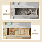 1 PC Acrylic Desk Drawer Organizer 2 Inch Height Expandable Drawer Organizer Trays with 8 Adjustable Compartments Desk Accessories for Makeup Silverware Office Bathroom(Clear,Stylish)